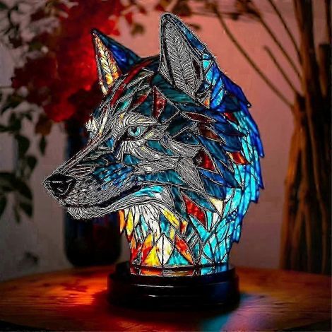 Lampe de table rétro en vitrail, veilleuse pour bureau, idée cadeau, style sombre (1/3)