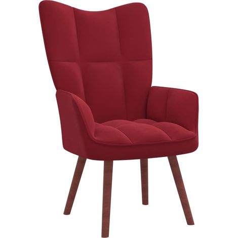 Chaise de relaxation, Chaise de Salon, Fauteuil Relax Rouge bordeaux Velours NAJO9373 BonneVie (1/5)