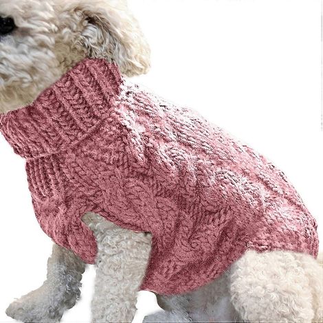 Pull d'hiver chaud pour petits chiens (rose clair) (M) (1/5)
