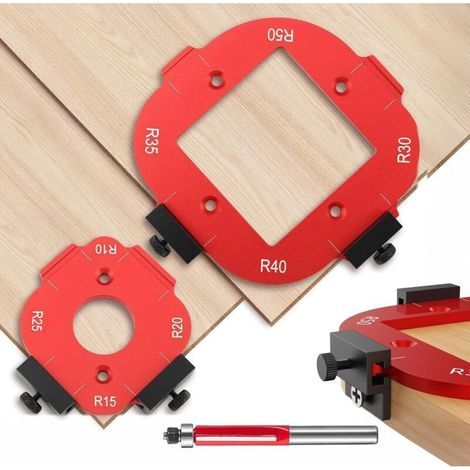 2 Pièces Gabarit Defonceuse a Bois, R10 R15 R20 R25 R30 R35 R40 R50 Gabarit de Toupie avec Fraise à Ras, Gabarit 4en1 pour Toupie, pour le Bricolage du Bois (1/4)
