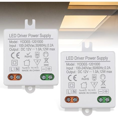 Transformateur LED Mini 12V 12W / DC, Lot de 2, IP67, 230V vers 12V, pour luminaires LED 0-10W (ex. G4, MR16, MR11), Aucune Charge Minimale Requise (1/5)