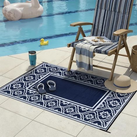 1 Tapis d'extérieur réversible, imperméable, paille plastique, résistant aux UV, pour patio, camping, plage, 120x180 cm