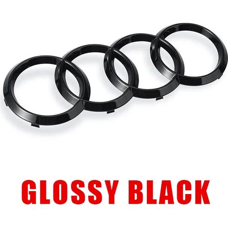 (Noir brillant, arrière 216 mm) - Logo 4 anneaux pour capot, calandre, emblème arrière et coffre, autocollant/accessoire compatible avec Audi A3, A4, A5, A6, A7, Q2, Q3, Q5, Q8 et TT (1/5)