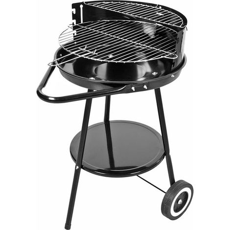 TrAdE Shop Traesio - Barbecue Con Ruote Ripiano Griglia Tonda In Acciaio Fornacella A Carbone Per Carne Pesce -