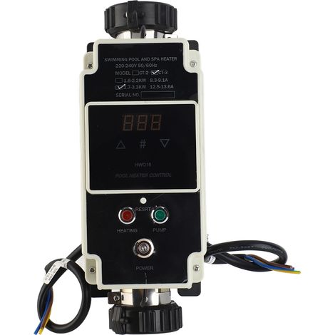 Chauffe-eau électrique pour piscine de 2,7 à 3,3 kW avec thermostat et affichage numérique pour spa et baignoire balnéo (220 à 240 V). (1/5)