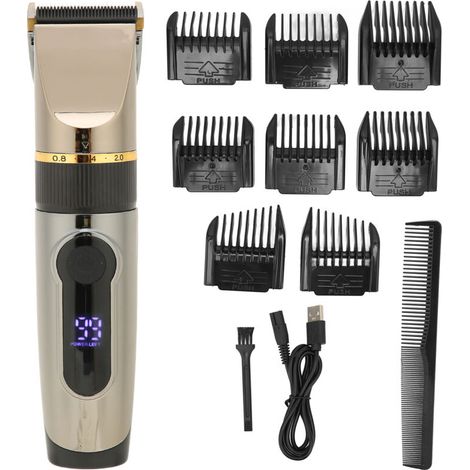 Tondeuse USB Rechargeable LCD Étanche Batterie Lithium 2200mAh avec 8 Peignes de Guidage (1/5)