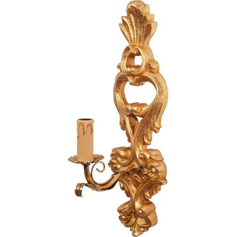 Wall lamp Shabby in wood and iron finish gold leaf Made In Italy