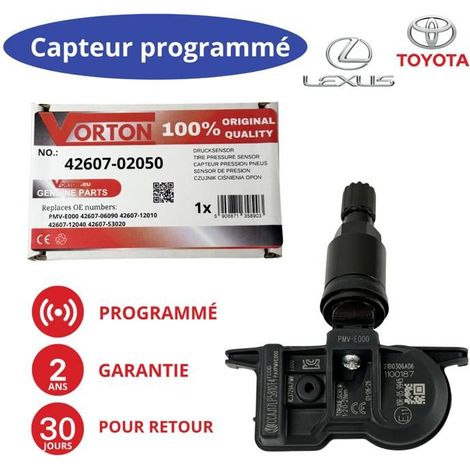 Sensor de presión de neumáticos TPMS programado Válvula de rueda negra TOYOTA EE. UU. Highlander Tacoma Tundra Sequoia Prius Mirai 4Runner bZ4X (1/5)