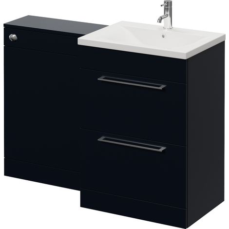 Napoli 460 Cento Deep Blue 1200mm 2 Drawer Vanity Unit Toilet Suite with Glide Basin - 1200mm - Chrome 320mm HandleWithout Kingston Toilet Pan
