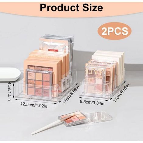 1 Boîte de rangement, Acrylique durable, 7 compartiments, Transparent, Coiffeuse et bureau (1/4)