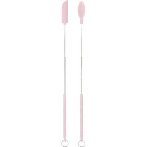Spatule En Silicone - Mini Raclette Pour Pot - Pour Cosmétiques Et Aliments - Lot De 2 Pièces - Rose
