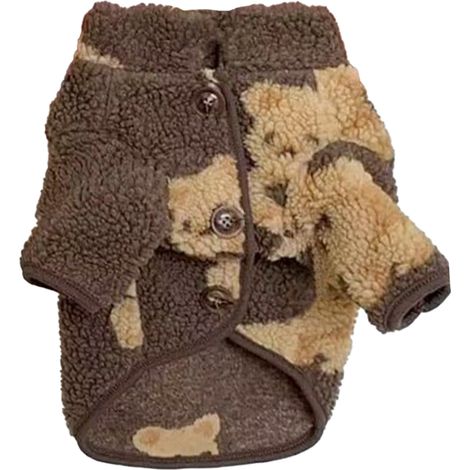 Vêtements en peluche pour animaux de compagnie, motif mignon, hiver, confortable, chaud, chien, chat, pour la maison, voyage, fête, ours brun S (1/5)