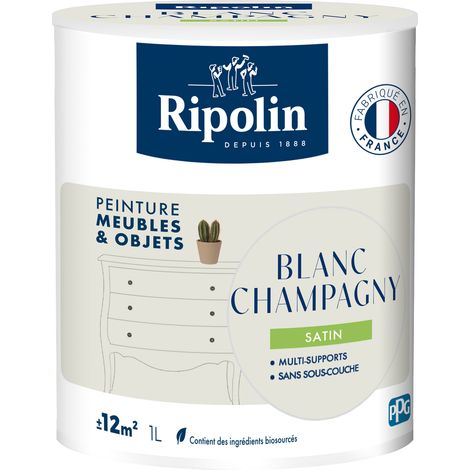 Peinture Meubles & Objets RIPOLIN 1L Blanc Champagny Satiné (1/5)