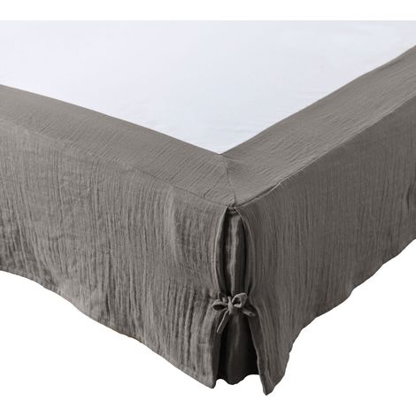 Cache-sommier Gaze de coton 140 x 190 cm GAIA coloris Gris Granit