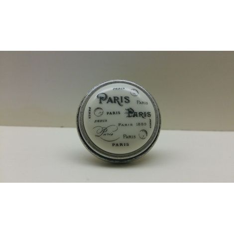 GIUSTI Pomolo pomolino porcellana per mobili PARIS argento antico d.35xh.27 mm (1/4)