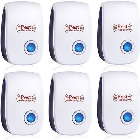 Lot de 6 répulsifs à ultrasons pour insectes, anti-cafards, fourmis, souris, punaises, rats, rongeurs, moustiques, araignées, pour la maison, le bureau, l'entrepôt et l'hôtel (1/5)