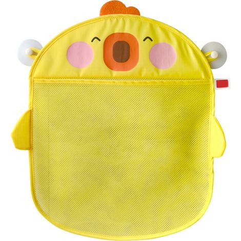 Sac de rangement pour jouets de bain enfants forme cartoon grande capacité filet suspendu avec ventouse jaune (1/5)