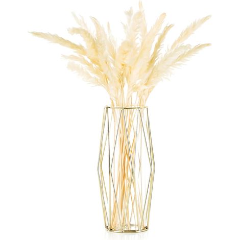 Jarrón de cristal, soporte geométrico de metal, acabado cristalino, decoración de interiores, sala de estar, cocina, oficina (1/5)