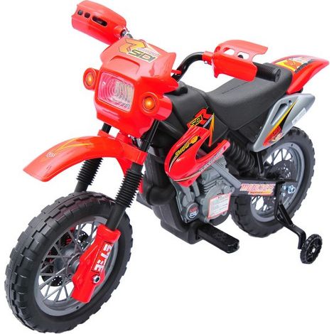 Moto cross électrique enfant – 2 places – Vitesse max. 2,5 km/h – Autonomie 50 min – Effets lumineux et sonores – Roulettes amovibles – MH (1/5)