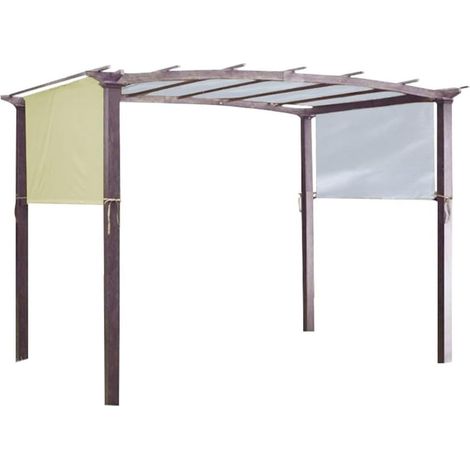 Voile d'ombrage rectangulaire en polyester 190T, résistant à l'eau, pour terrasse, pergola, jardin, 5,2 x 2 m, noir et beige (beige) (1/5)