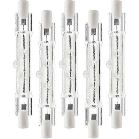 R7s Halogenlampen, 5er-Pack, 118 mm, 300 W, 230 V, dimmbar, für lineare Baustellenbeleuchtung. (1/5)