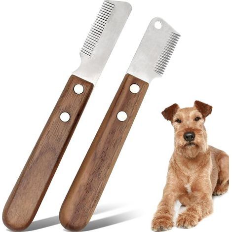 Ensemble de 2 tondeuses à poils pour animaux en acier inoxydable, outils de toilettage pour animaux, produits de soin pour les poils de chiens et un peigne à gratter universel pour chats et chiens. (1/4)