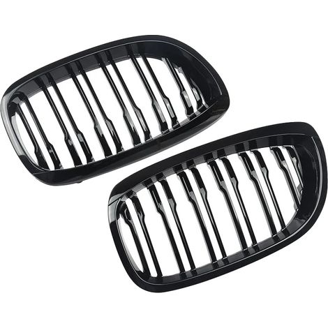 Grille de pare-chocs avant, finition noire brillante, design à double ligne en forme de rein, noir brillant (1/2)