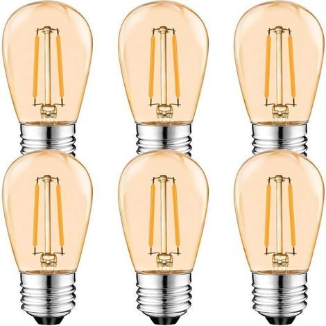 S14 E27 Edison LED Glühbirne,2W Vintage Filament Fadenlampe,Amber , Warmweiß 2700K, 360 ° Abstrahlwinkel, Nicht Dimmbar 6er-Pack [Classe énergétique G] (1/5)