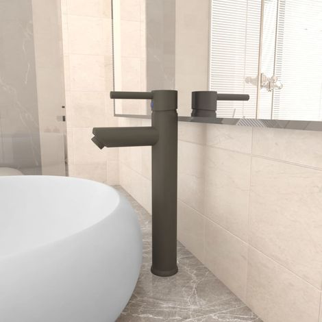Robinet mitigeur de salle de bain gris 12x30 cm (1/5)