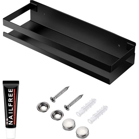 30cm Étagère flottante en acier inoxydable pour salle de bain, douche, montage mural, panier de rangement, étagère pour cuisine (1/4)