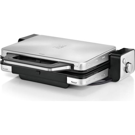 WMF Lono Griglia a Contatto 2 in 1, Griglia Elettrica in Acciaio Inossidabile Cromargan® 18/10, Griglia con Controllo della Temperatura, Formato Compatto, Superficie Antiaderente, Potenza 2100 W (1/5)