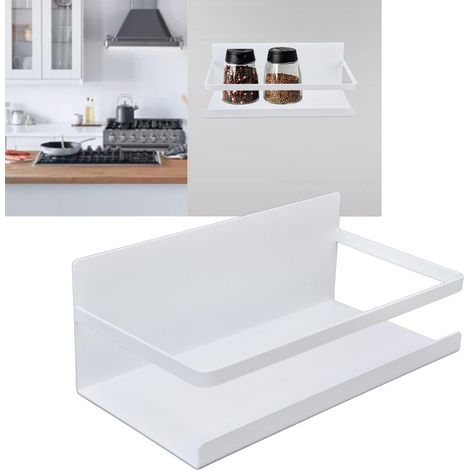 Support magnétique pour réfrigérateur, organisateur peu encombrant, étagère noire sur le réfrigérateur, porte-serviettes en papier de cuisine, conception pliable (Blanco) (1/5)