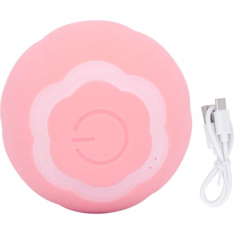Balle interactive intelligente pour chat, roule automatiquement, pivote à 360°, se recharge par USB et est dotée de lumières LED roses. (1/5)
