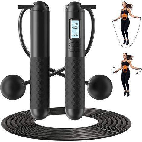 Skipping Rope, Sport Skipping Rope with Calorie Counter, Wireless Skipping Rope, Adjustable Non-Slip Foam Handle for Fitness/Crossfit/Sports/Boxing/GYM/Men (1/5)