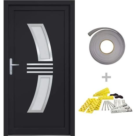Porte d'entrée en PVC gris anthracite 88x200 cm