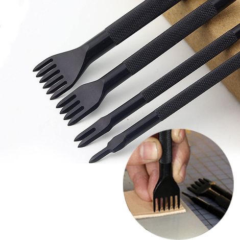 Kit de couture en cuir 18 pièces pour loisirs créatifs, comprenant un poinçon à rainurer et un dé à coudre ciré. (1/5)