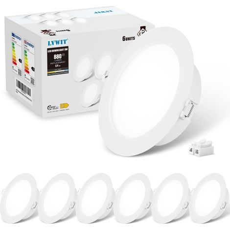 Spot Led Encastrable, 18W Spots Encastrable Salle de Bain Équivalent à 125W, Éclairage Plafond Encastré, 4000K Blanc Neutre, IP44 Éclairage de Plafond φ173MM, Lot de 6 (1/5)