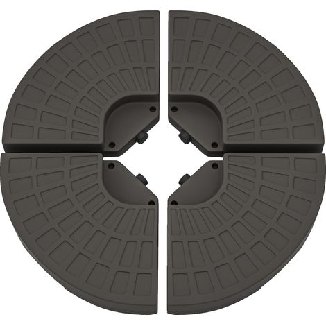 Lot de 4 pieds de parasol poids de lestage pour parasols déportés - A remplir d'eau et de Sable jusqu'à 100 kg - dim. totales 100L x 100l x 10H cm HDPE café