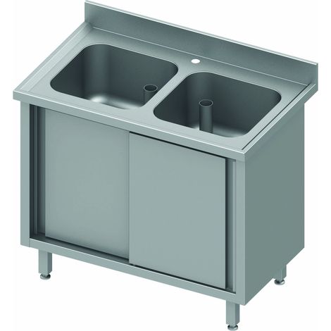 Plonge Inox Double Bac Portes Coulissantes - Gamme 600 - Stalgast