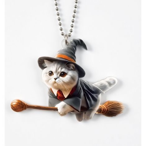 Colgante de acrílico gato brujo para coche, 8 cm (1/5)