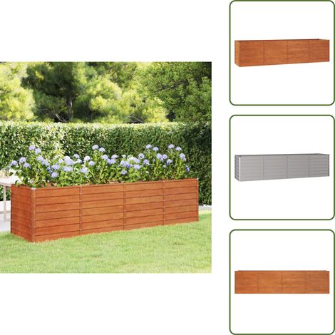 Lit surélevé de jardin rouillé 320x80x77 cm acier corten - Jardiniere - Bac Plante - Planter - Acier Corten - Pot De Fleurs Extérieur (1/5)