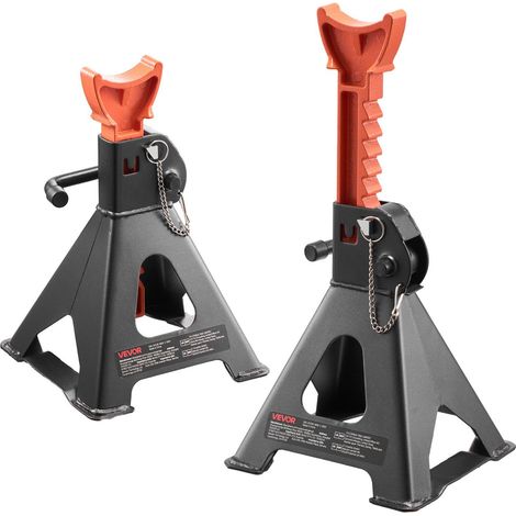 Chandelles de levage 3 tonnes hauteur réglable 275-415 mm acier double verrouillage pour SUV pick-up voiture UTV 1 paire noir orange (1/5)