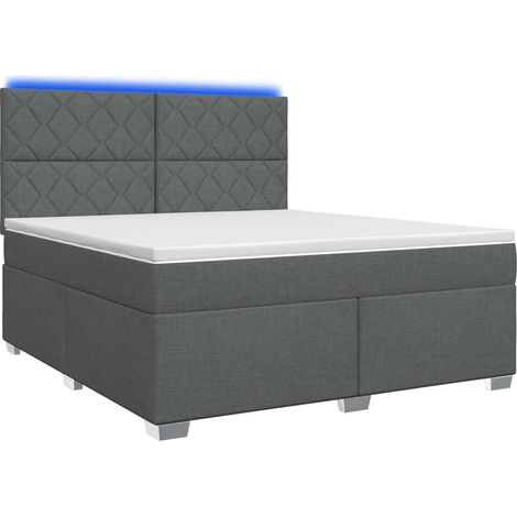 Lit boxspring avec matelas Gris foncé 140 x 200 cm Tissu vidaXL