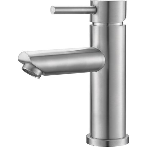 Lavabo Monocommande en Acier Inoxydable Brushed - Robinet Salle de Bain Moderne, Anti-Traces, Économie d'Eau, Gris Anthracite, Modèle M11103 (1/5)