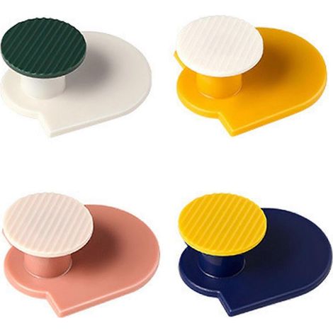 Crochets adhésifs ronds colorés, patères pour serviettes et manteaux, fixation murale autocollante, pour salle de bain, cuisine et maison (4 couleurs) (1/5)