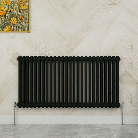 SKY Bathroom 600x1190mm 2 Column Radiator Horizontal Black Traditional Column Radiator (1/5)