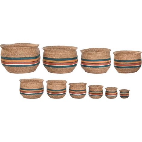 Macetero Set 10 Fibra 75X75X47 Natural Multicolor (1/4)