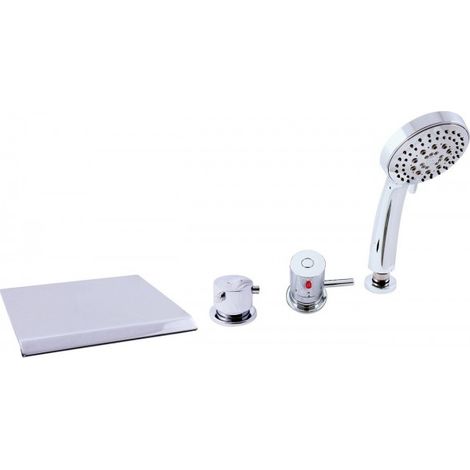 Mitigeur baignoire grand cascade thermostatique 4 trous en laiton chromé (1/5)