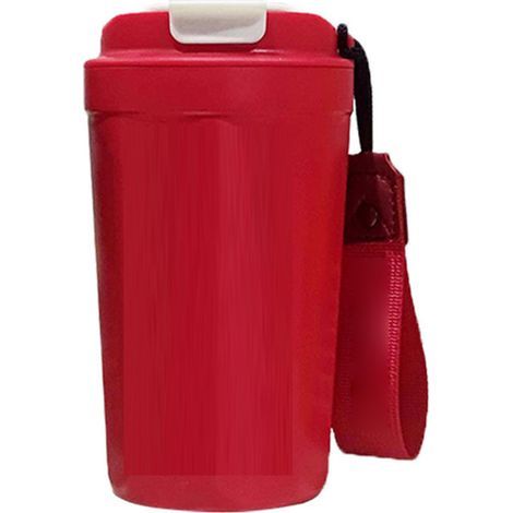 Gobelet isotherme en acier inoxydable rouge avec couvercle et cordon de serrage, protection intégrale chaud froid, tasse à café isolante. (1/5)