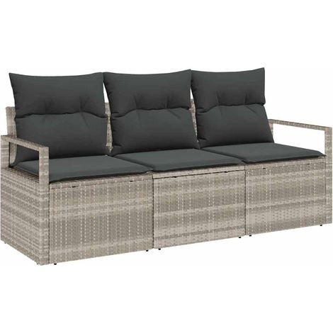 Maison Exclusive - Sofa Set 3 pcs Hellgrau Poly-Rattan